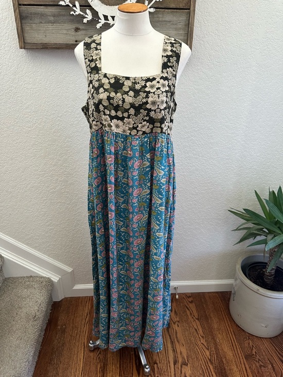 NATURAL LIFE Dresses & Skirts - Natural Life Floral Two-Tone Maxi Dress — Black & Teal Floral size XL NWT